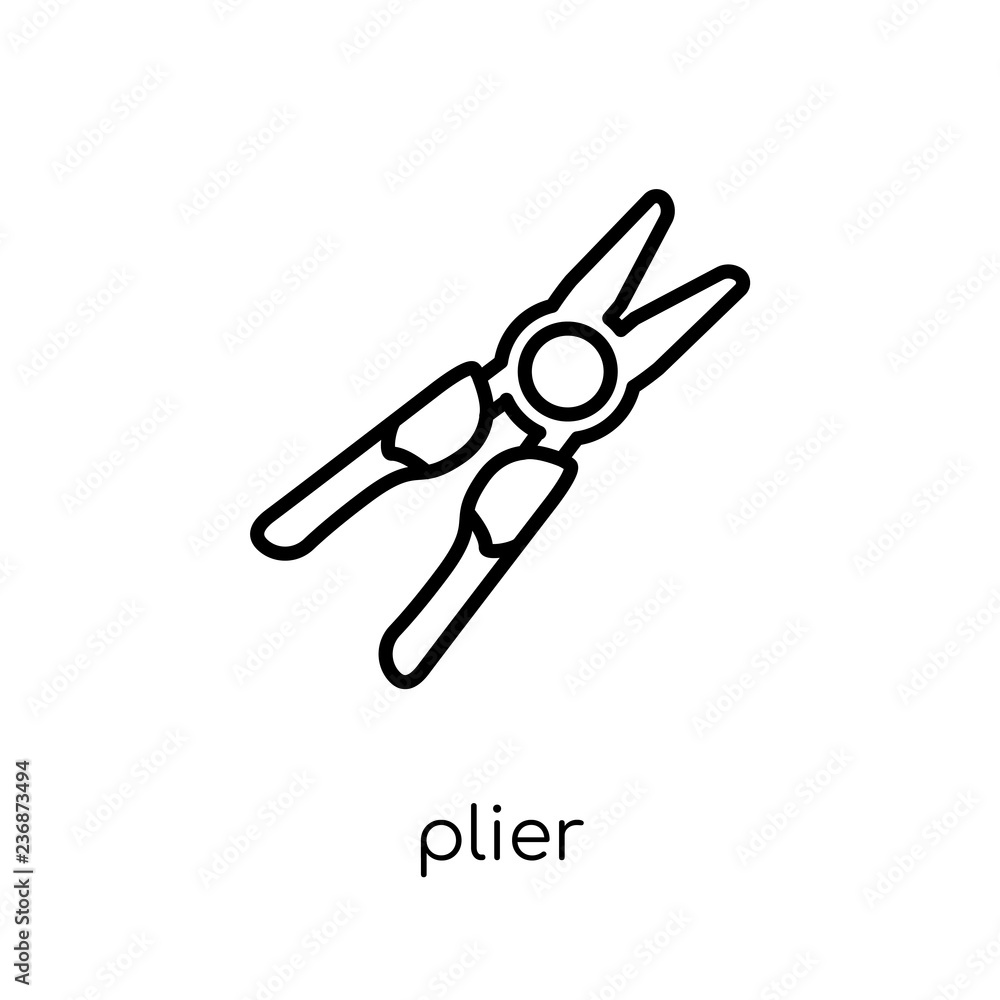 Aufkleber plier icon. trendy modern flat linear vector plier icon on white background from thin line construct