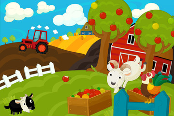 Obraz na płótnie Canvas Cartoon farm scene - for different usage - illustration for children
