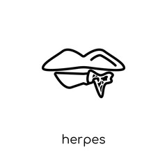 Herpes icon. Trendy modern flat linear vector Herpes icon on white background from thin line Diseases collection