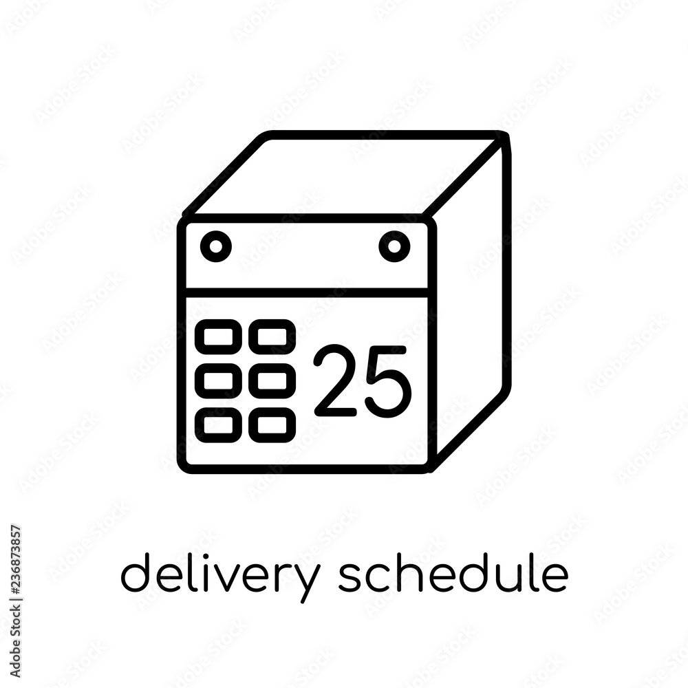 Poster delivery schedule icon. trendy modern flat linear vector delivery schedule icon on white background 