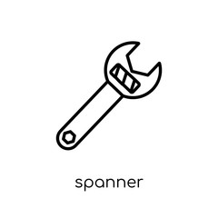 Spanner icon. Trendy modern flat linear vector Spanner icon on white background from thin line Construction collection
