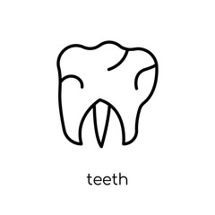 Teeth icon. Trendy modern flat linear vector Teeth icon on white background from thin line Dentist collection