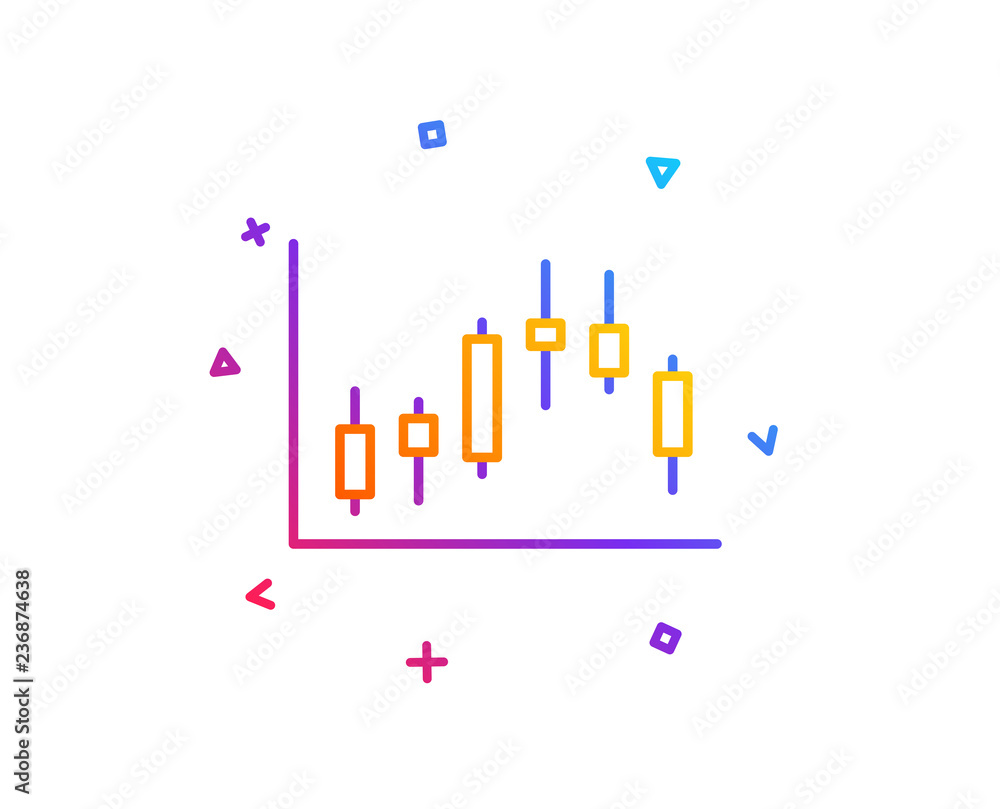 Aufkleber candlestick chart line icon. financial graph sign. stock exchange symbol. business investment. gradi