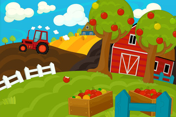 Cartoon farm scene - for different usage - illustration for children