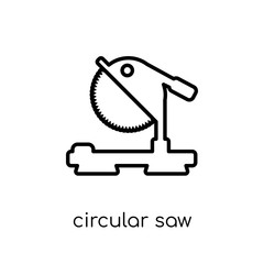 Circular saw icon. Trendy modern flat linear vector Circular saw icon on white background from thin line Construction collection