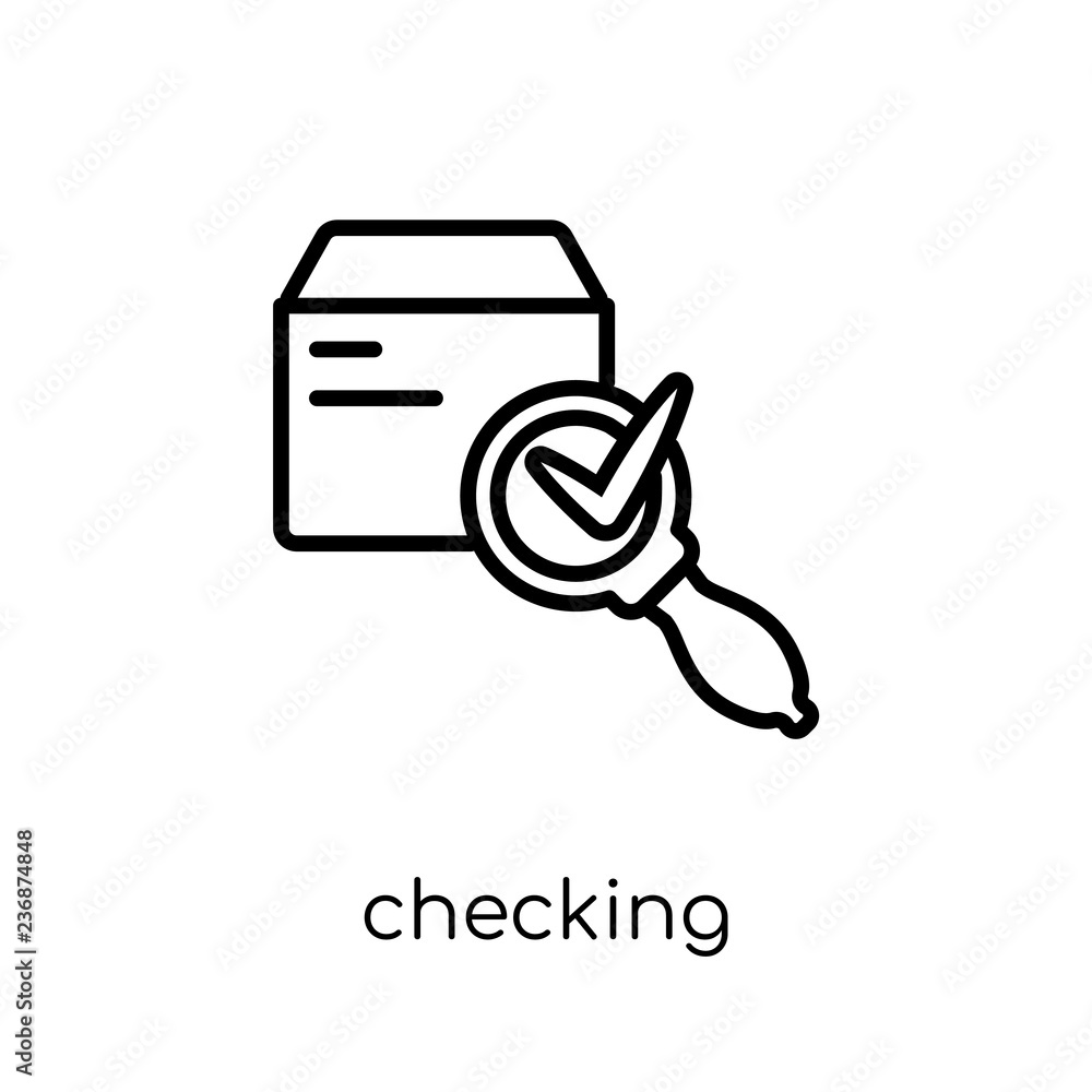 Poster checking icon from delivery and logistic collection.