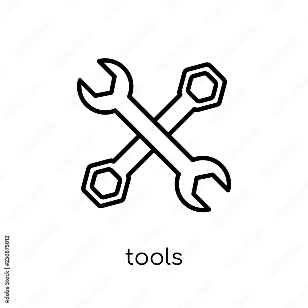 Poster tools icon. trendy modern flat linear vector tools icon on white background from thin line construct