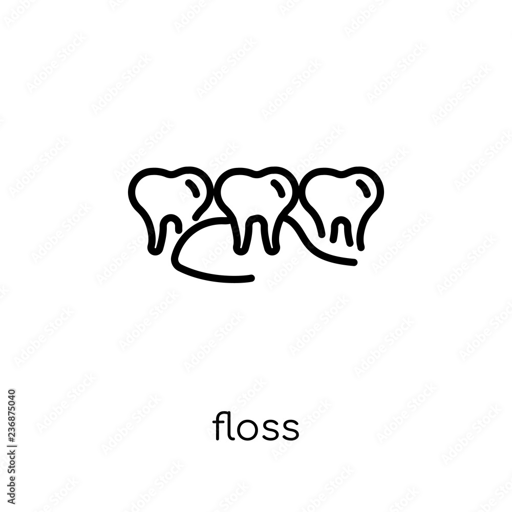 Poster floss icon. trendy modern flat linear vector floss icon on white background from thin line dentist c