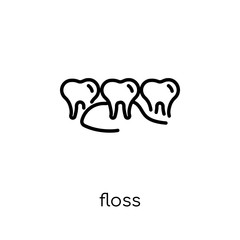 Floss icon. Trendy modern flat linear vector Floss icon on white background from thin line Dentist collection