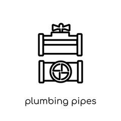 plumbing pipes icon. Trendy modern flat linear vector plumbing pipes icon on white background from thin line Construction collection