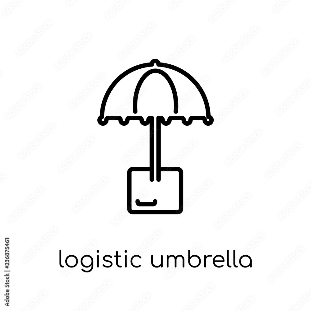 Poster logistic umbrella icon. trendy modern flat linear vector logistic umbrella icon on white background 