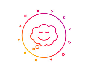 Comic speech bubble with Smile line icon. Chat emotion sign. Gradient pattern line button. Speech bubble icon design. Geometric shapes. Vector