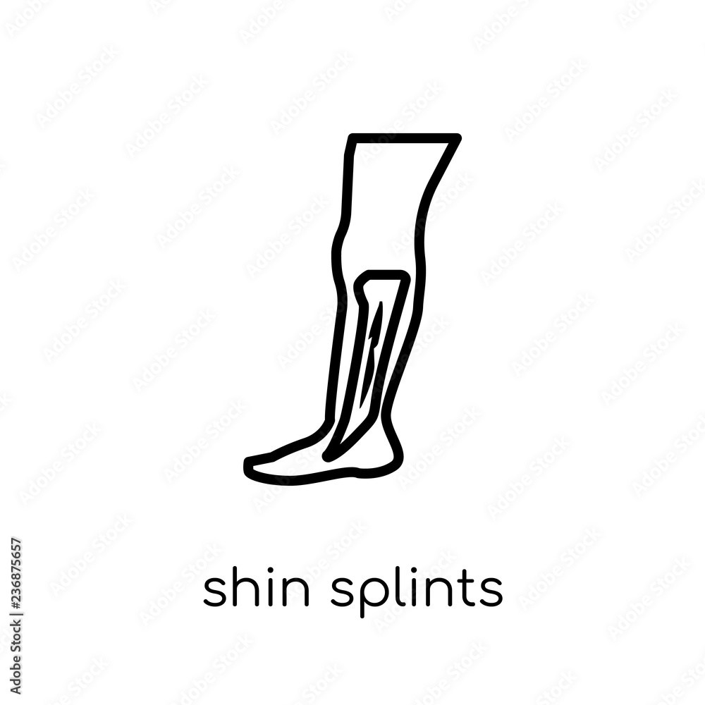 Poster shin splints icon. trendy modern flat linear vector shin splints icon on white background from thin 