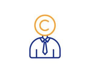 Copyrighter line icon. Writer person sign. Copywriting symbol. Colorful outline concept. Blue and orange thin line color icon. Copyrighter Vector