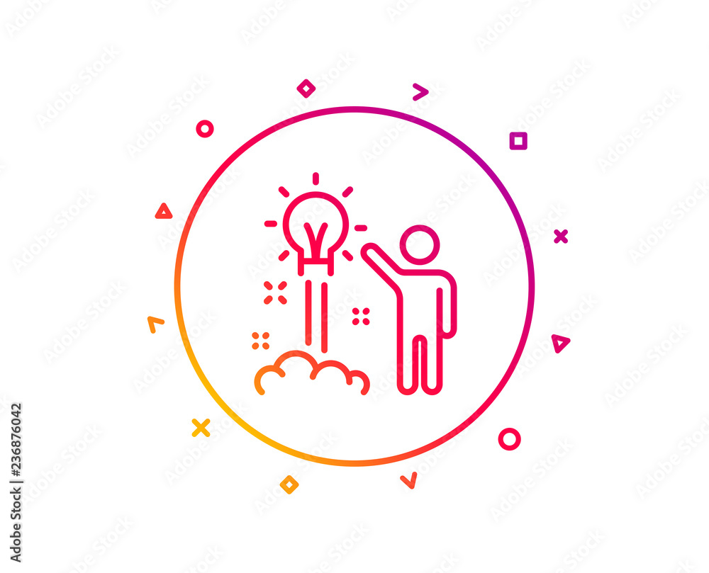 Poster creative idea line icon. human launch startup sign. inspiration symbol. gradient pattern line button