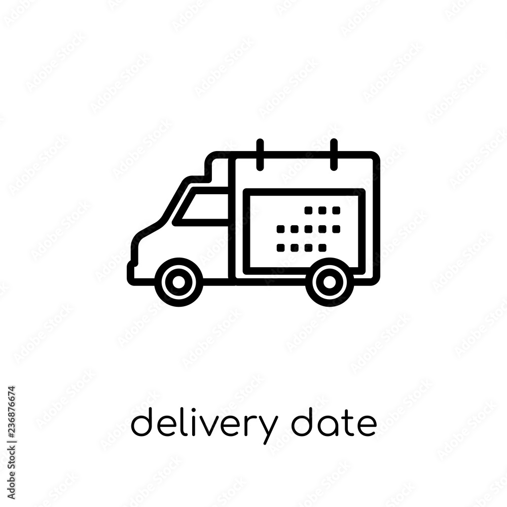 Poster delivery date icon. trendy modern flat linear vector delivery date icon on white background from thi