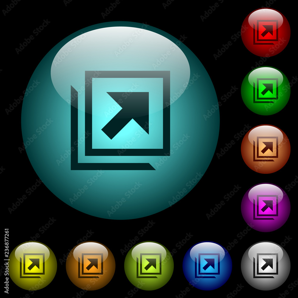 Poster open in new window icons in color illuminated glass buttons