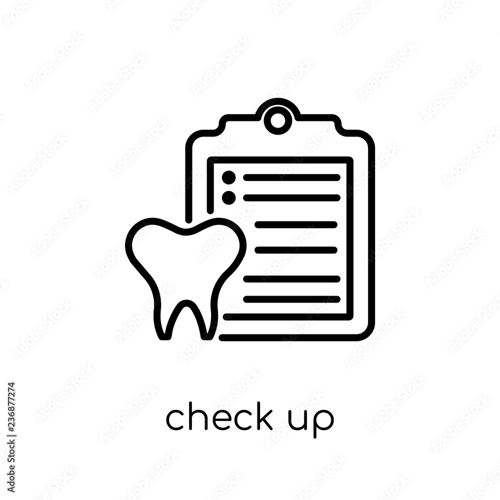 Aufkleber check up icon. trendy modern flat linear vector check up icon on white background from thin line den