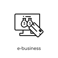 e-business icon. Trendy modern flat linear vector e-business icon on white background from thin line Cryptocurrency economy and finance collection