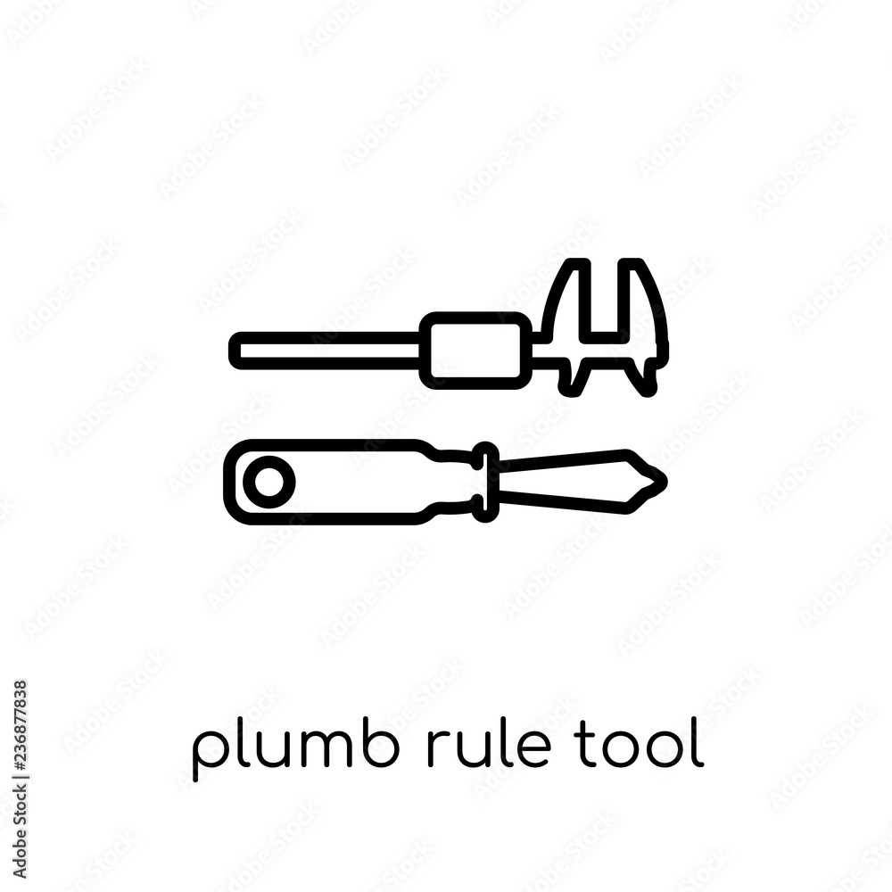 Poster plumb rule tool icon. trendy modern flat linear vector plumb rule tool icon on white background from