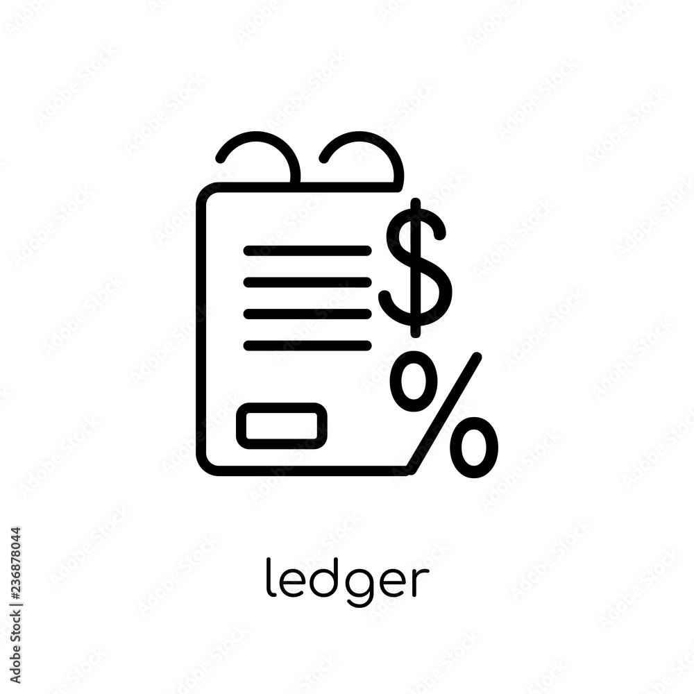 Poster ledger icon. trendy modern flat linear vector ledger icon on white background from thin line cryptoc