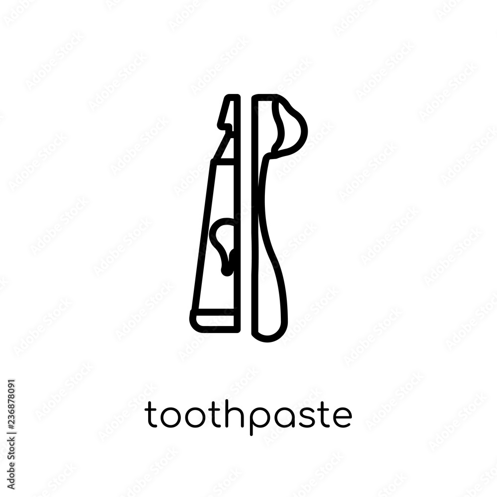 Poster toothpaste icon. trendy modern flat linear vector toothpaste icon on white background from thin line