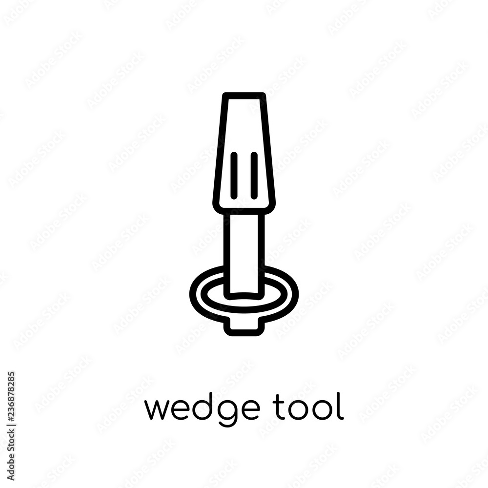 Poster wedge tool icon. trendy modern flat linear vector wedge tool icon on white background from thin line