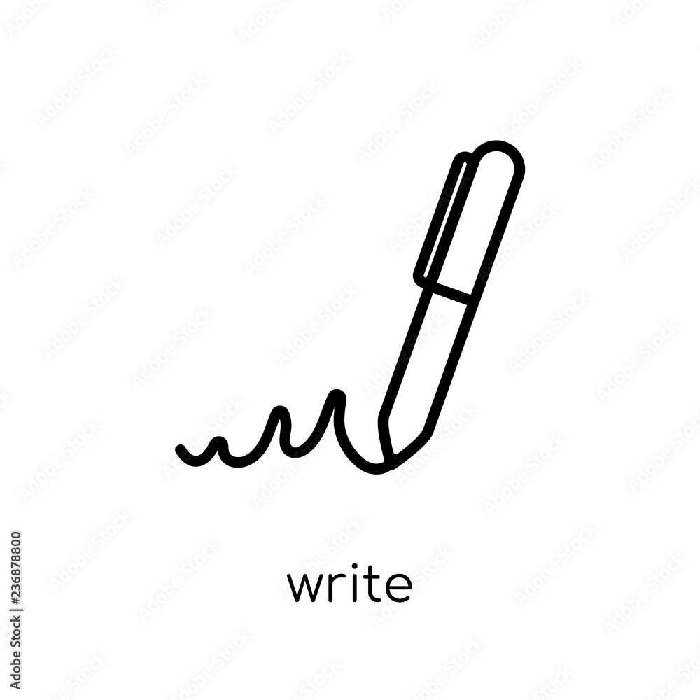 Poster write icon. trendy modern flat linear vector write icon on white background from thin line communica