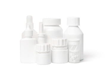 White medical bottles on white