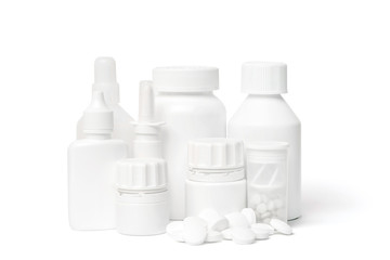 White medical bottles on white