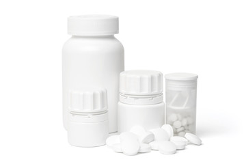 White medical bottles on white
