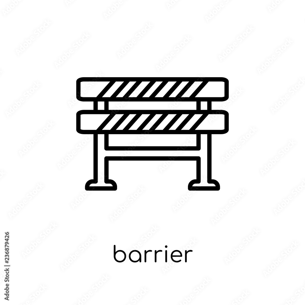 Poster barrier icon. trendy modern flat linear vector barrier icon on white background from thin line const