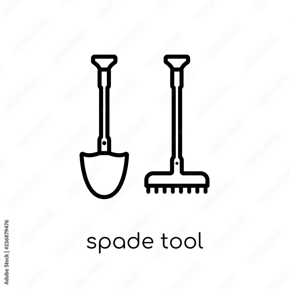 Poster spade tool icon. trendy modern flat linear vector spade tool icon on white background from thin line
