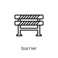 Fototapeta premium Barrier icon. Trendy modern flat linear vector Barrier icon on white background from thin line Construction collection