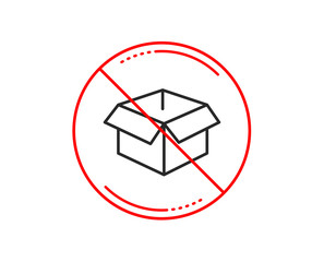 No or stop sign. Opened box line icon. Logistics delivery sign. Parcels tracking symbol. Caution prohibited ban stop symbol. No  icon design.  Vector