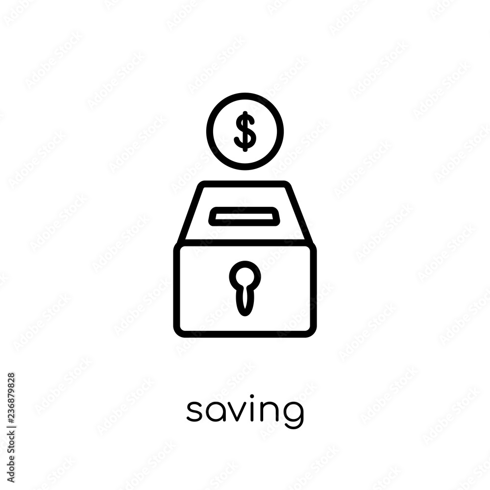 Poster saving icon. trendy modern flat linear vector saving icon on white background from thin line cryptoc