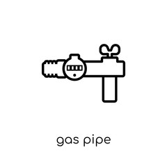 Gas pipe icon. Trendy modern flat linear vector Gas pipe icon on white background from thin line Construction collection