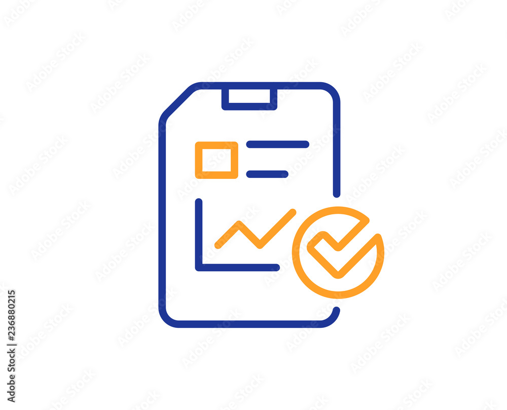 Poster report document line icon. analysis chart or sales growth report sign. statistics data or checklist 