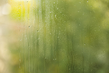View of glass with water drops, closeup