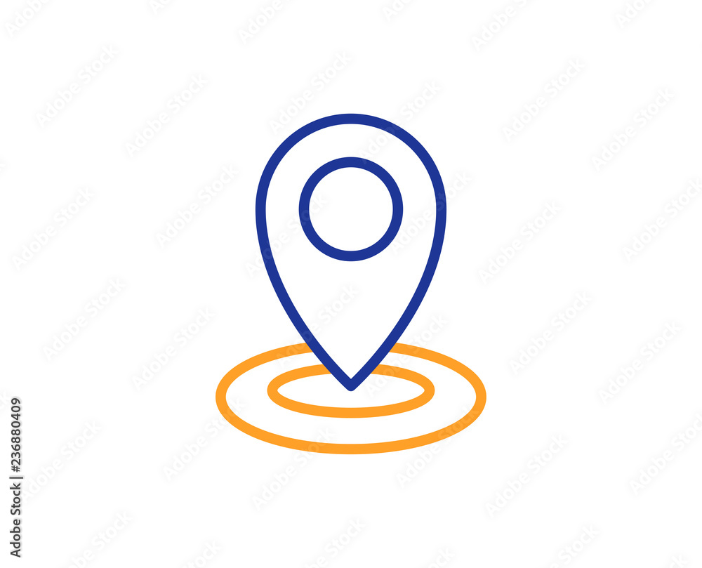 Poster location line icon. map pointer sign. colorful outline concept. blue and orange thin line color icon