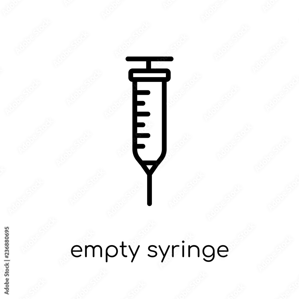 Poster empty syringe icon. trendy modern flat linear vector empty syringe icon on white background from thi