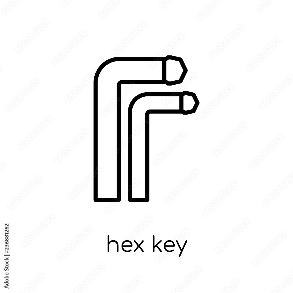 Aufkleber hex key icon. trendy modern flat linear vector hex key icon on white background from thin line const