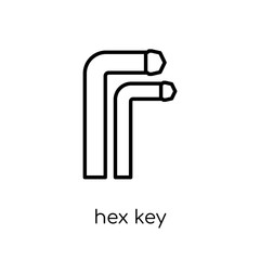 Hex key icon. Trendy modern flat linear vector Hex key icon on white background from thin line Construction collection