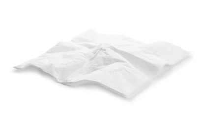 Crumpled paper napkin on white background. Personal hygiene