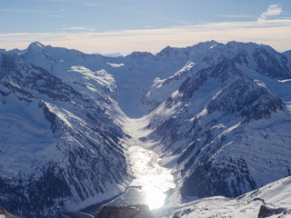 Frozen lake in Alps