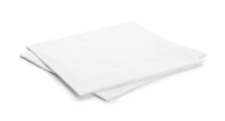 Poster Im Rahmen Saubere Papierservietten auf weißem Hintergrund. Körperhygiene © New Africa