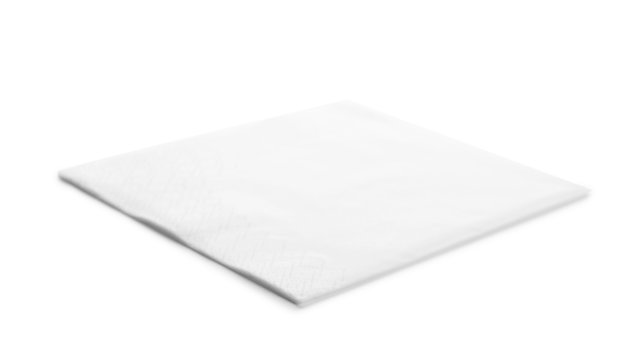 One clean paper napkin on white background