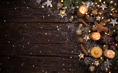 Obraz na płótnie Canvas Christmas decoration on wooden background