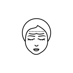 Woman, correction forehead icon. Element of anti aging outline icon for mobile concept and web apps. Thin line Woman, correction forehead icon can be used for web and mobile