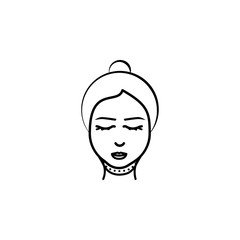 Woman, surgery, chin icon. Element of anti aging outline icon for mobile concept and web apps. Thin line Woman, surgery, chin icon can be used for web and mobile